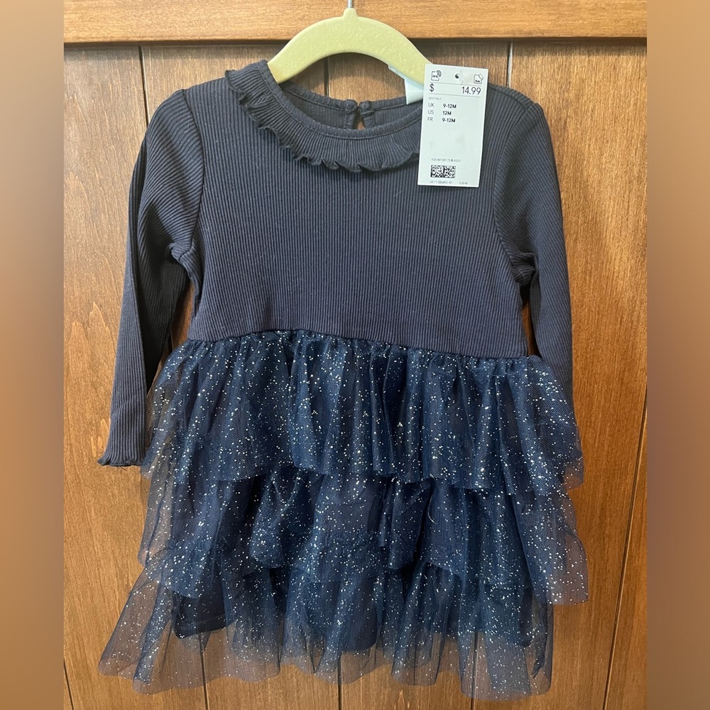 Baby Girl Long Sleeve Blue H&M Sparkle Dress